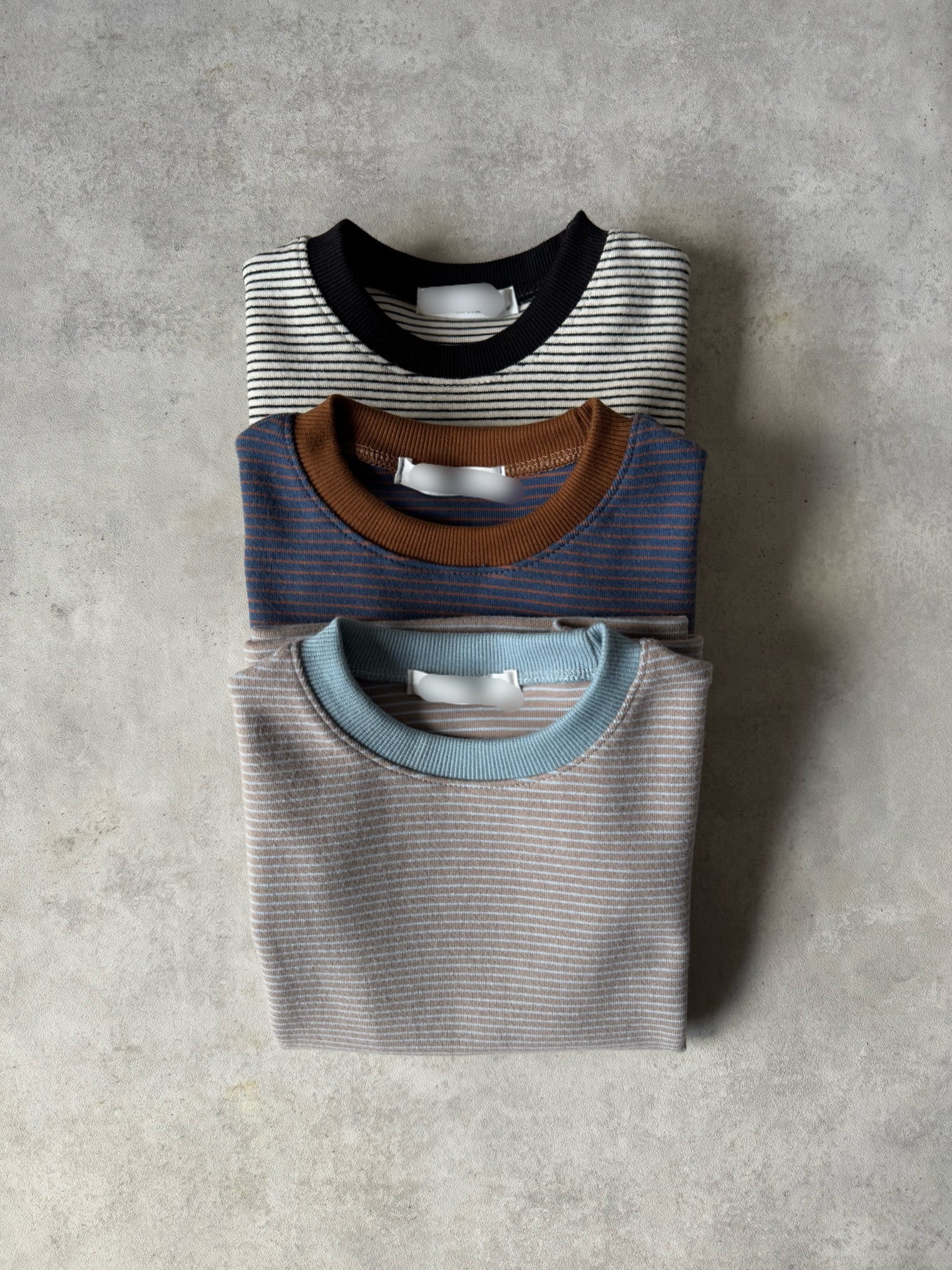 ボーダーもっちりロンT(90〜160cm)3995