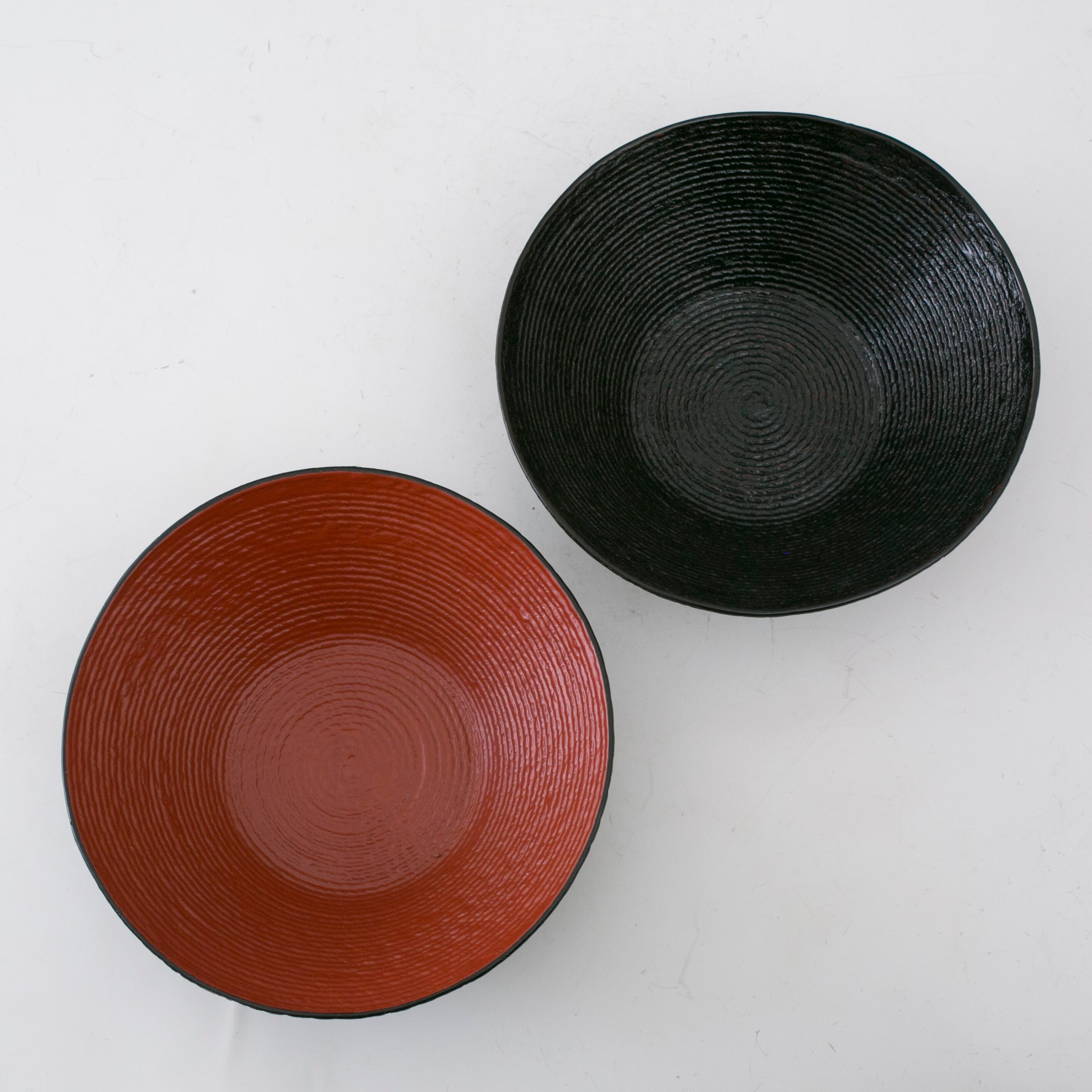 越前漆器 松田宝仙 縄漆 そば鉢 麺鉢 ペア 丼 一対 日展作家 福井の