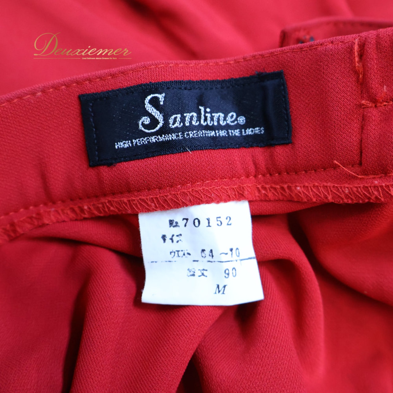 社交ダンス 衣装 Sanline サンリーヌ スカート レッスンウェア レッド系 無地 シンプル 練習 レッスン 伸縮 ストレッチ 赤 スリット アシンメトリー おしゃれ ダンス衣装 イベント ステージ パーティー かわいい 上品
