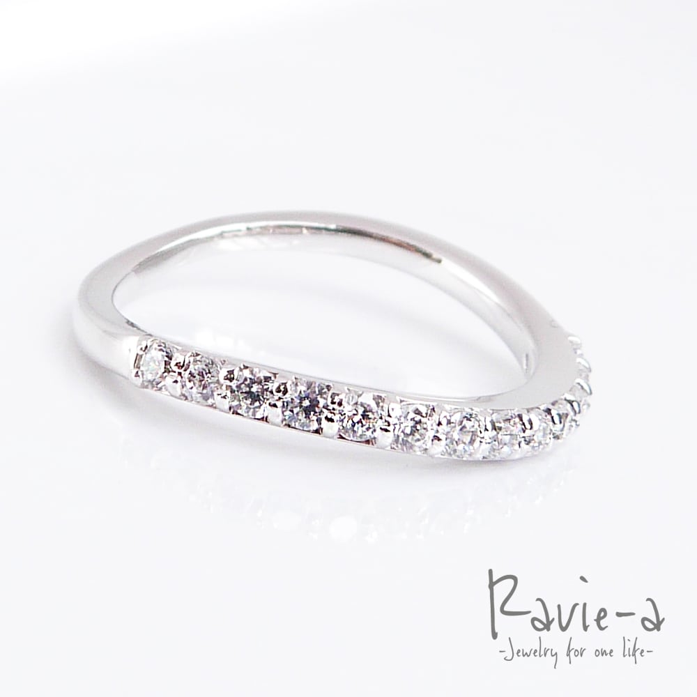 シルバー925 ハーフエタニティリング ウェーブデザイン プラチナ 婚約