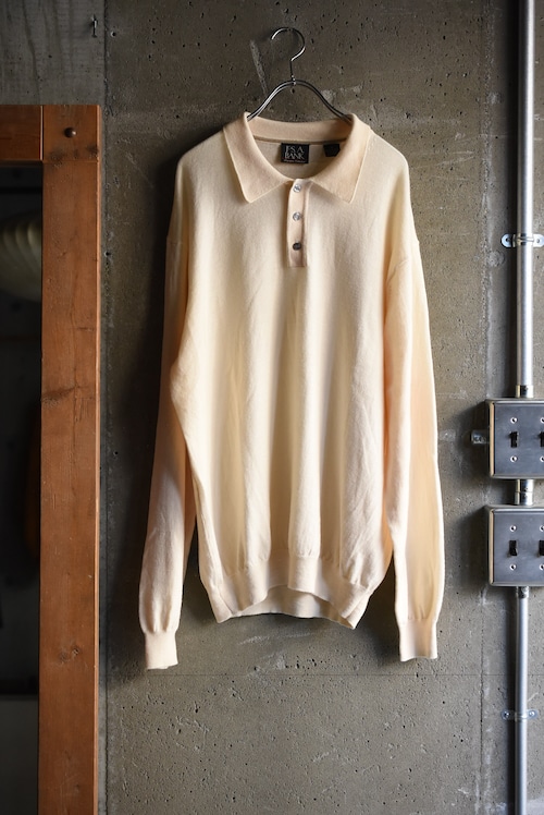 OK/90-00's "Jos.A.BANK" -Signature Collection- merino wool knit polo shirt.