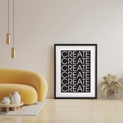 CREATE モダンアート｜白黒 タイポグラフィ｜洗練された部屋作りに  サイズ おしゃれポスターA3ポスター