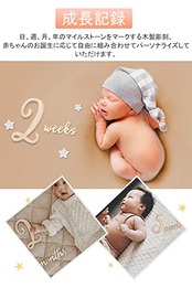 YFFSFDC 月齢フォト木製 レターバナー 20枚セットベビーマンスリーカッド ニューボーンフォト 記念日フォト 成長記録 出産祝い撮影用小道具 寝相アート 天然木製 再利用可能