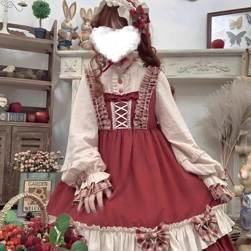 赤ずきん風ロリィタフルセット｜ワンピース＋エプロン＋ケープ＋