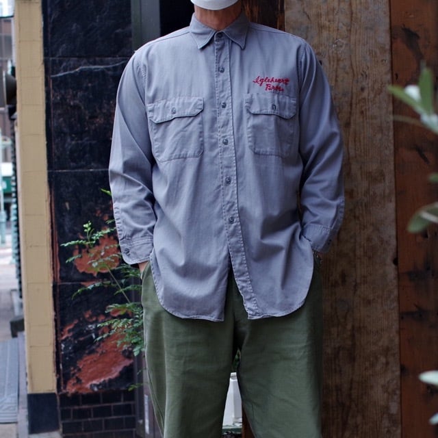 50's vintage Stripe Shirt マチ付き イギリス製５０年代