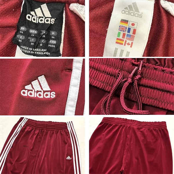 1点物◇アディダスadidasライン入りエンジ色ジャージパンツ古着メンズ