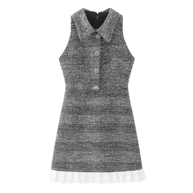 Sequin tweed sleeveless dress　B707