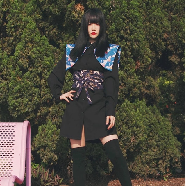 ゴスロリ通販 With U ファッション ワンピース 着物風 オリジナルデザイン 和モダン インディーズ ブランド Red Vintage 原宿系 病み可愛い ゴシック 平成レトロ ろりぃた ダークゴシック