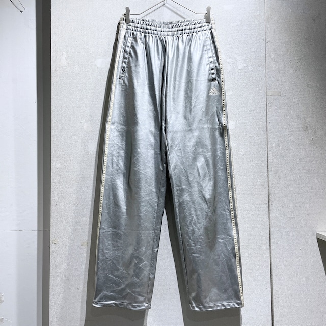 2000s ” adidas ” metallic silver coating loose track pants