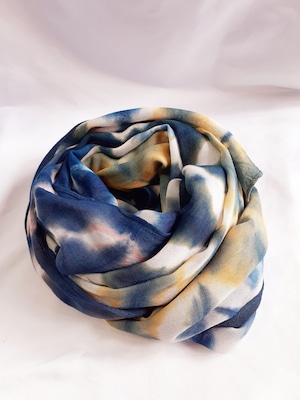 手染め・ひんやりストール(藍染×ベンガラ染め)