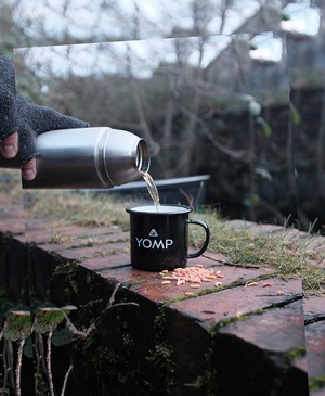 YOMP Enamel Cup With Our 'Super Yomponneuring' Pin Badge And Woven Patch!