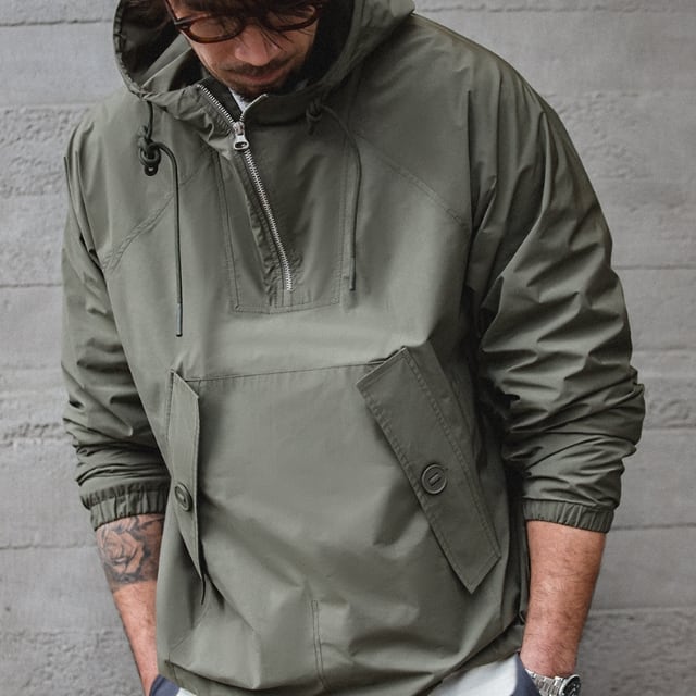 【予約販売】パーカー プルオーバー ハイネック メンズ アウター ミリタリー アーミー 防寒 オーバーサイズ カーキ カジュアル 男前 こなれ感 お洒落 韓国 トレンド 秋 冬 S/M/L/XL/2XL