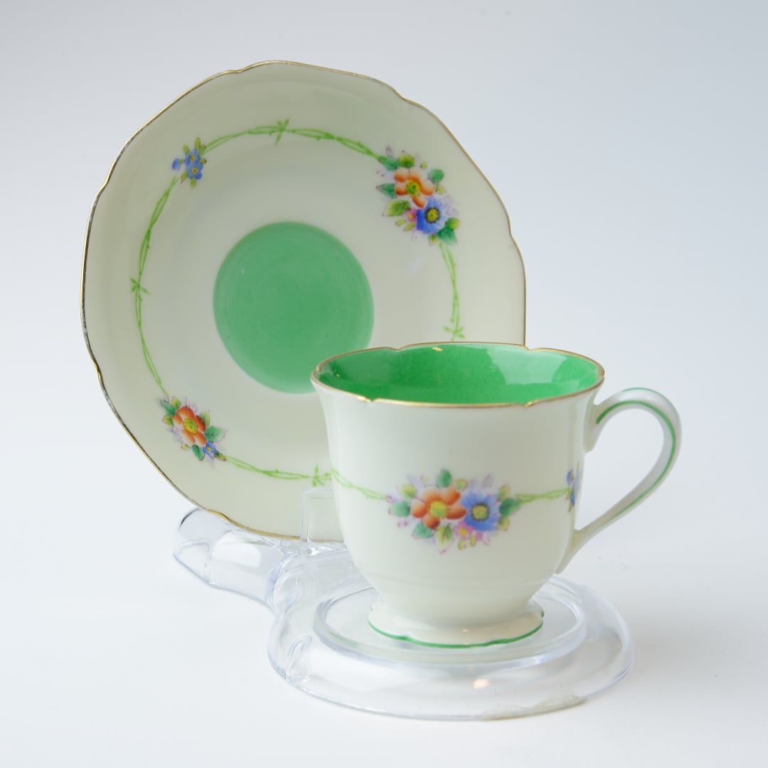 Noritake ノリタケ ハーレクイン 緑 マルキ印 1910-1941 アンティーク ...