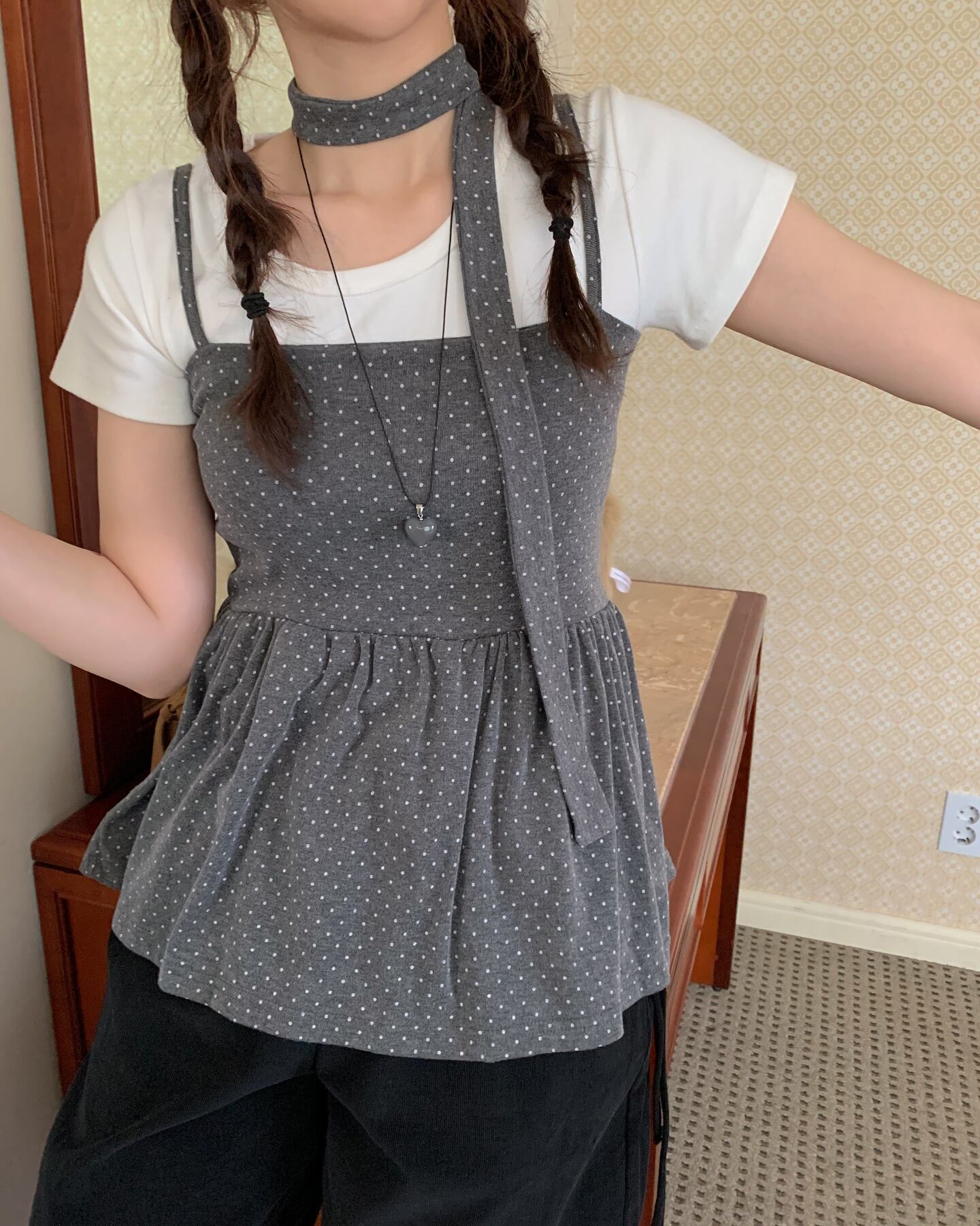 (予約)ezediary / Dot tie bustier / 2color