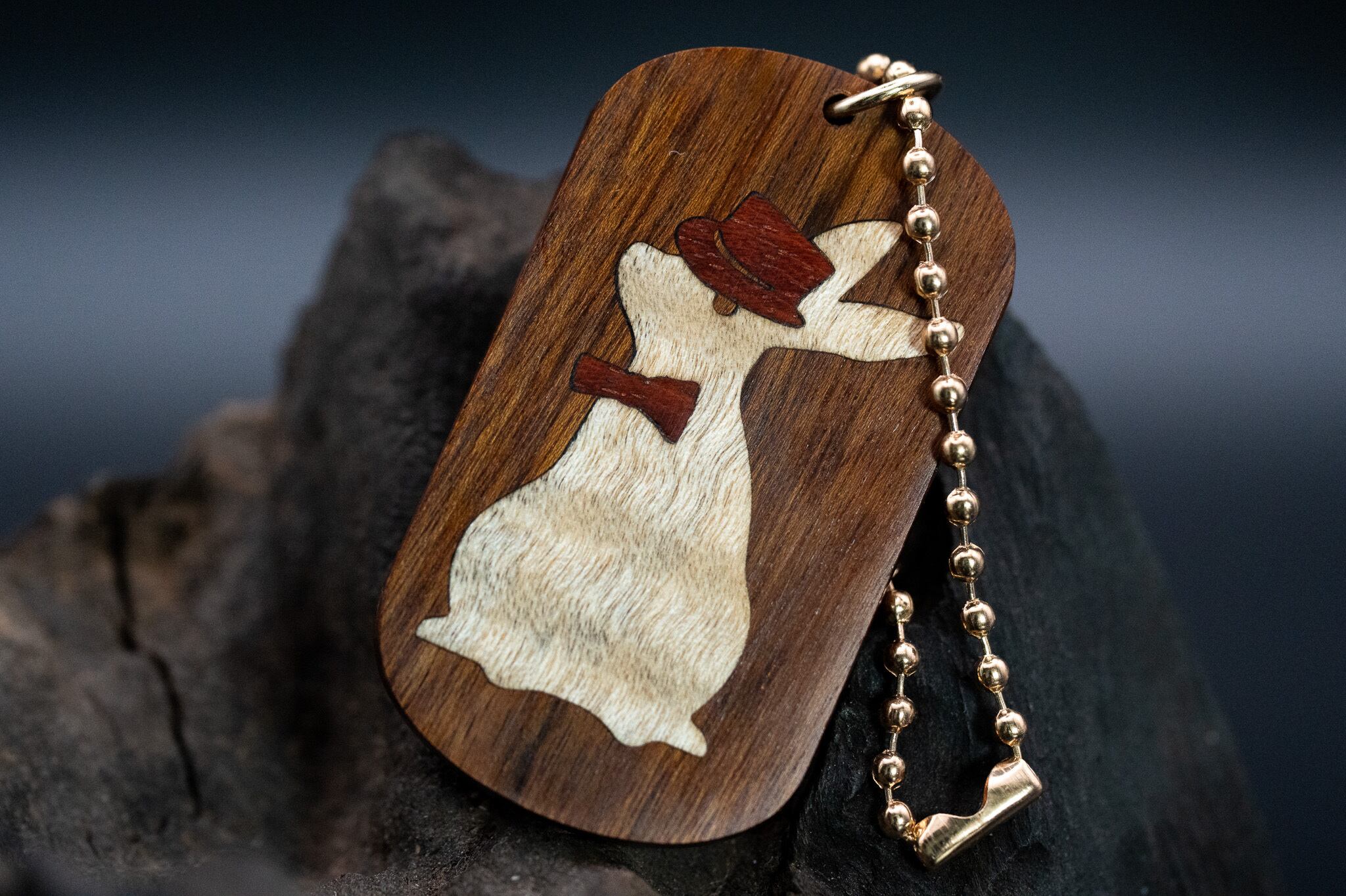 【蝶の樹】 モパネ ドッグタグ 象嵌 三月ウサギ