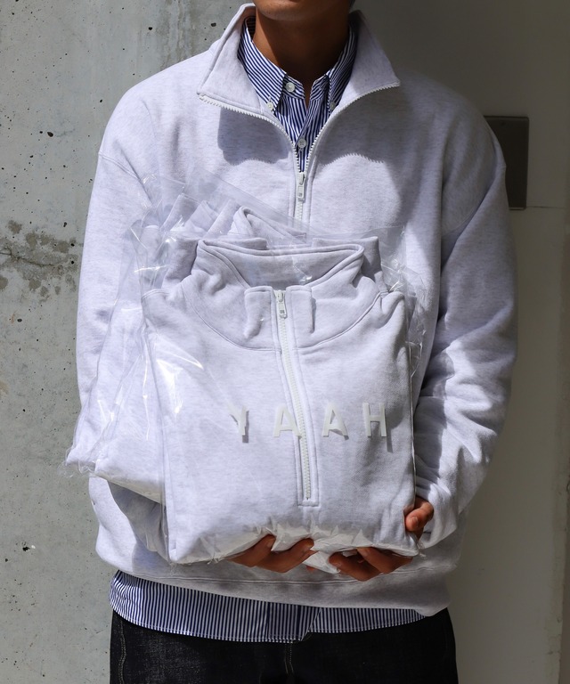 《Lmited item》UNIVERSAL PRODUCTS. / YAAH HALF ZIP SWEAT (STAND NECK) [WHITE]