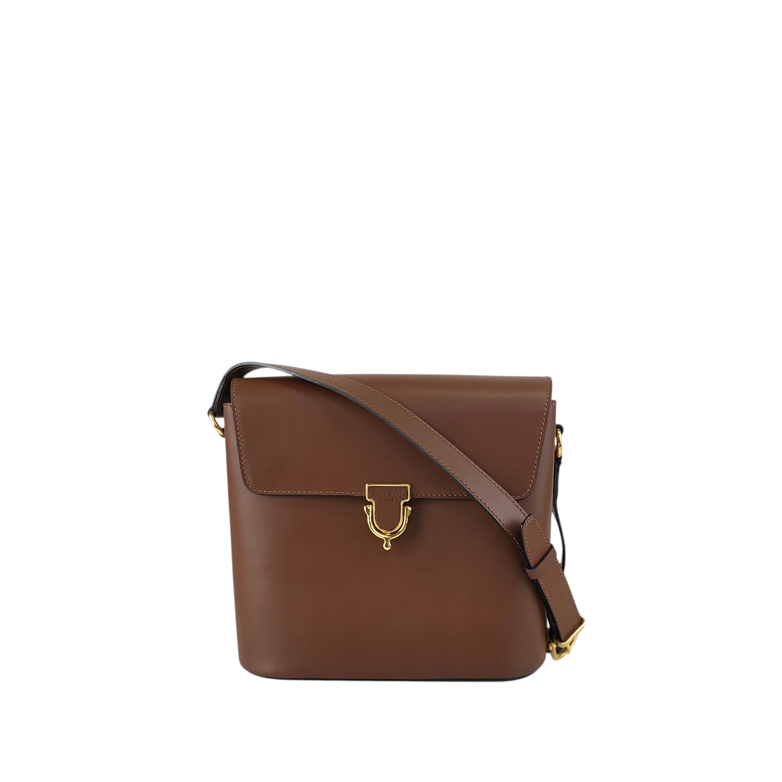 CELINE セリーヌ ショルダーバッグ ブラウン ロゴ フロントバックル