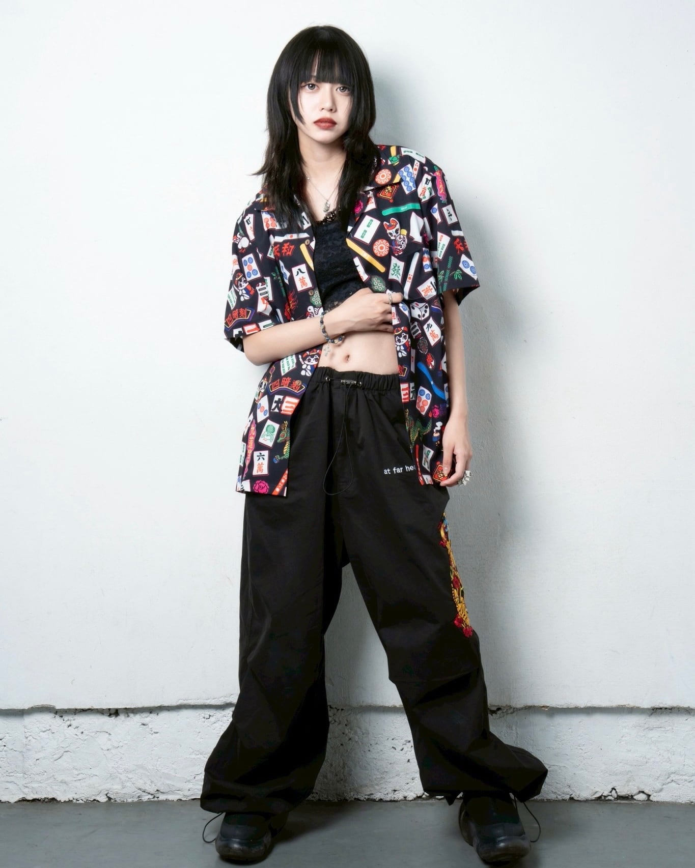 即日発送】中村杏子コラボ麻雀総柄シャツ/black | チュウカタベタイ