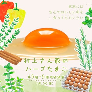 村上さん家のハーブたまご 45個＋5個破卵補償(計50個)
