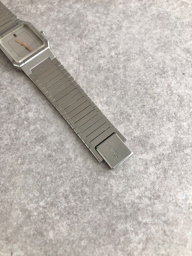 Yves Saint Laurent イヴ・サンローラン 腕時計 シルバー YSL ステンレススチール スクエア vintage ヴンテージ オールド weyg2w
