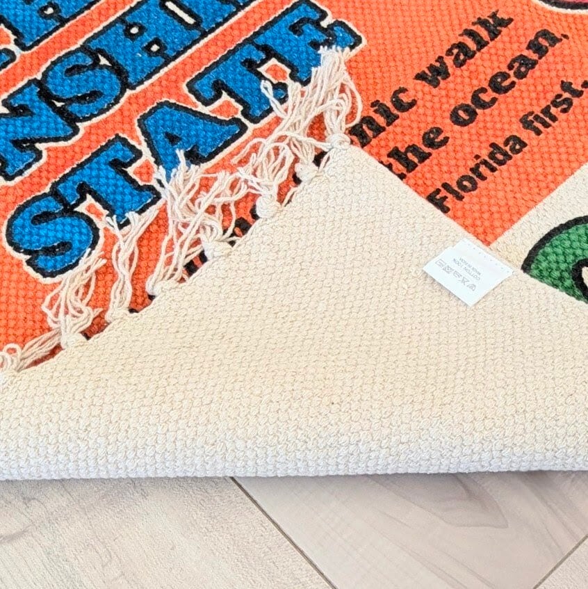 【 MIAMI ( フロリダ州 / マイアミ ) 】 『SONSHINE STATE / MIAMI Flamingo』 COTTON MAT / コットンマット/ Floor Mat / フロアマット〚アメリカン雑貨 アメトイ〛