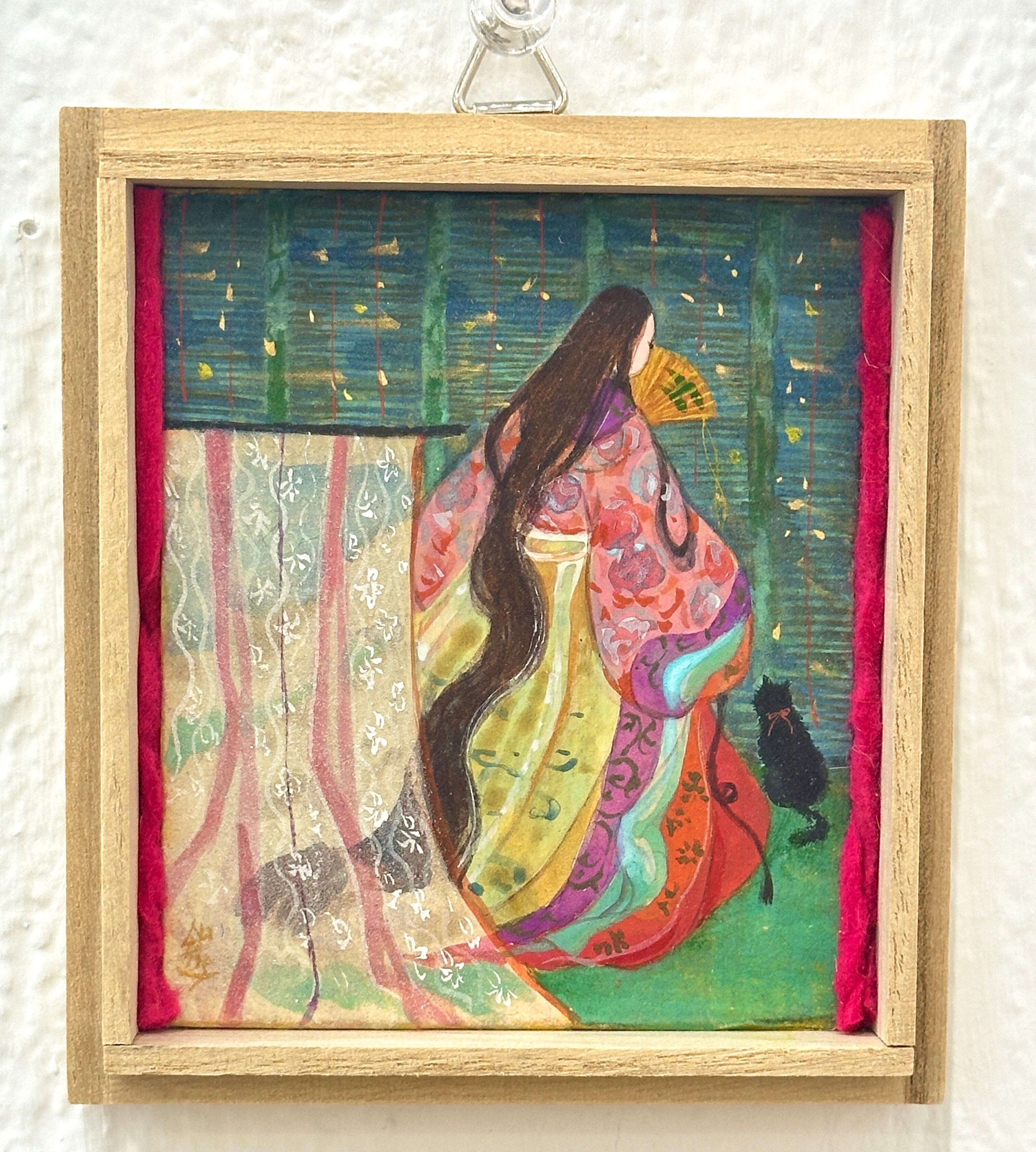桐箱入り日本画作品「鳳凰天女」 | 「シナモン」小さなハープと絵画の販売
