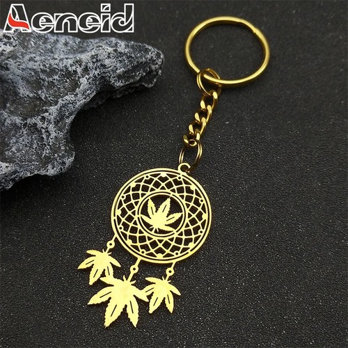 ペンダント 指輪 リング  ステンレス ゴールド チェーン キャッチ プラント 木の葉 リーフ 植物 鍵 レディース メンズ メープル