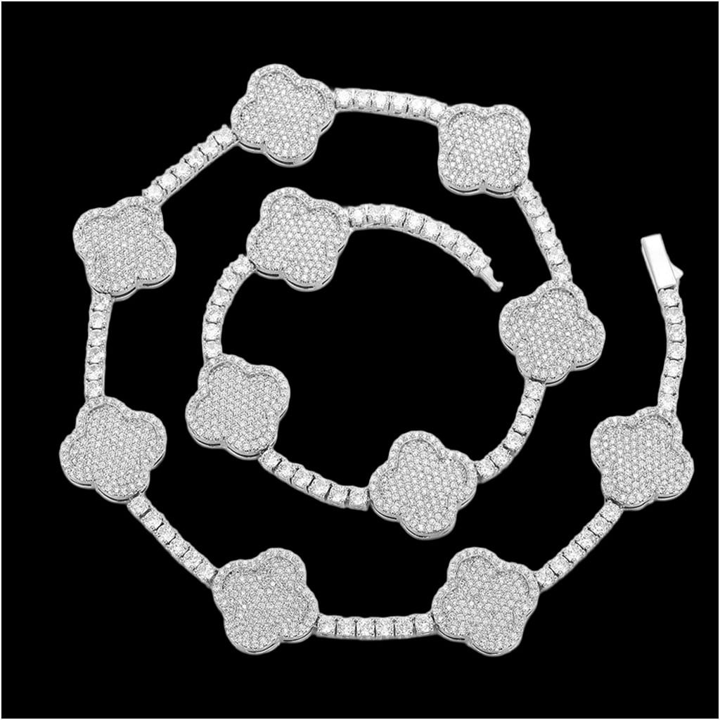 CZ)ICED CUBAN LINK CLOVER CHAIN 8MM N00018-8M | WAD OF BILLS