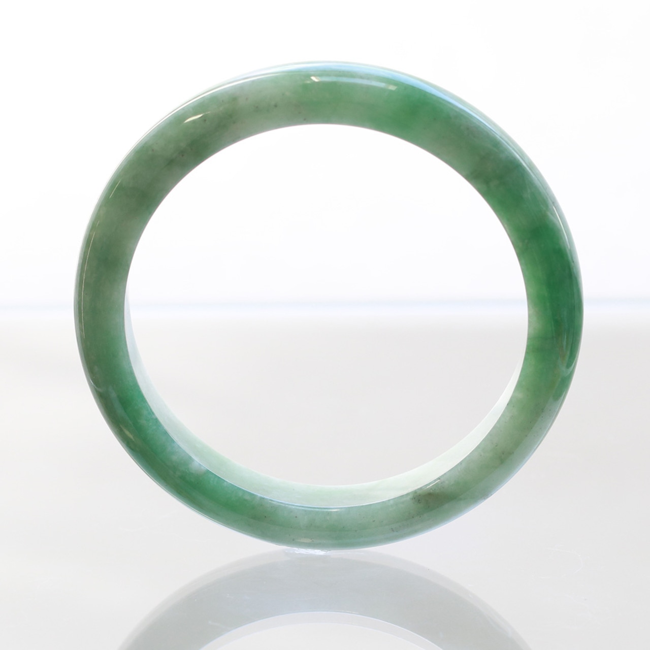 【内径 約59mm】重厚感ある翡翠のバングル komaru/ green A貨翡翠 jd_bg1219
