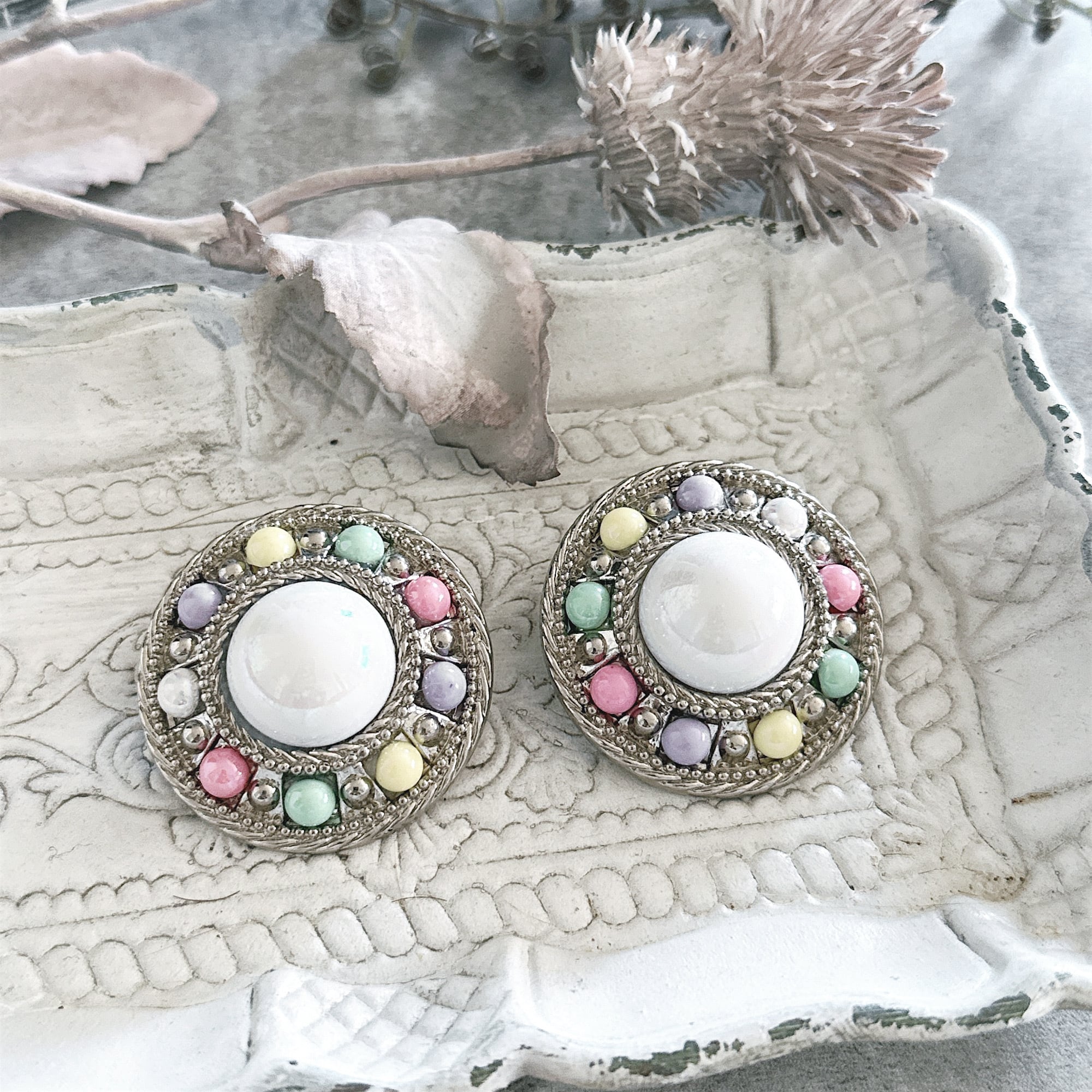 1点物　ビジュー　緑　ヴィンテージ　クリア　マーブル　ピアス　イヤリング　金 楽天市場】フローライト ピアス イヤリング / 14KGF ゴールド