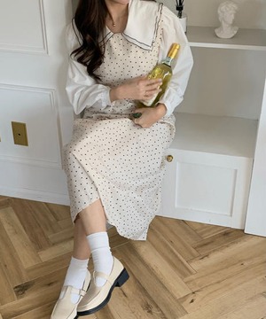 《即納商品》nostalgia dot onepiece (ivory / black)