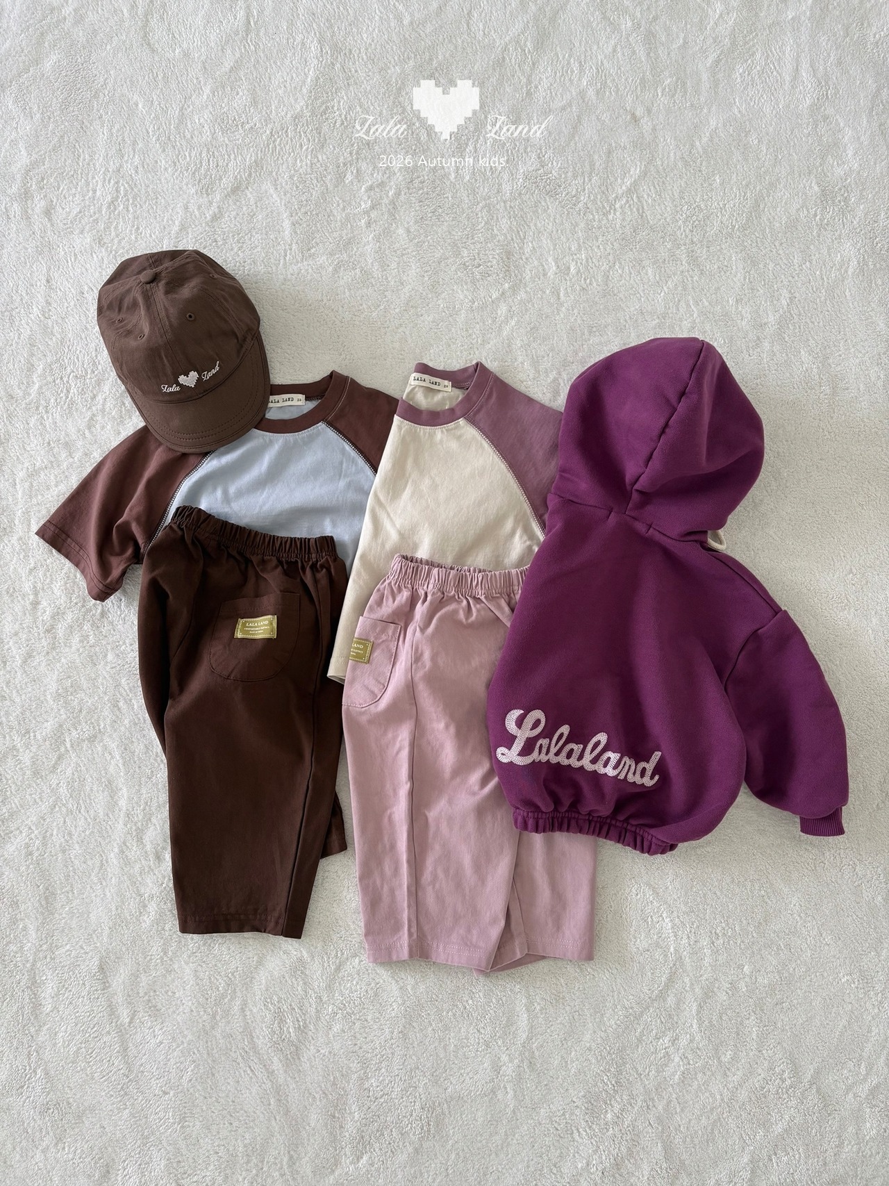 韓国子供服 / LALALAND / 26Autumn / ラテ ラグラン Tシャツ / 秋服 / キッズ *XS~XL*