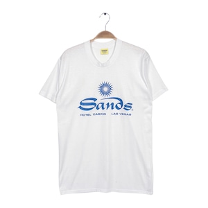 80s サンズ ラスベガス ホテル カジノ USA製 ヴィンテージ Tシャツ ホワイト 袖シングル SANDS 企業系 サイズXL BZ0626