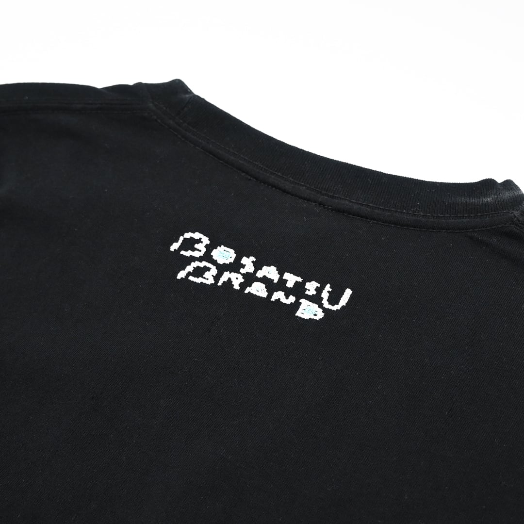 善財童子 仏像 ロングスリーブ Tシャツ (刺繍) ブラック 5.6oz