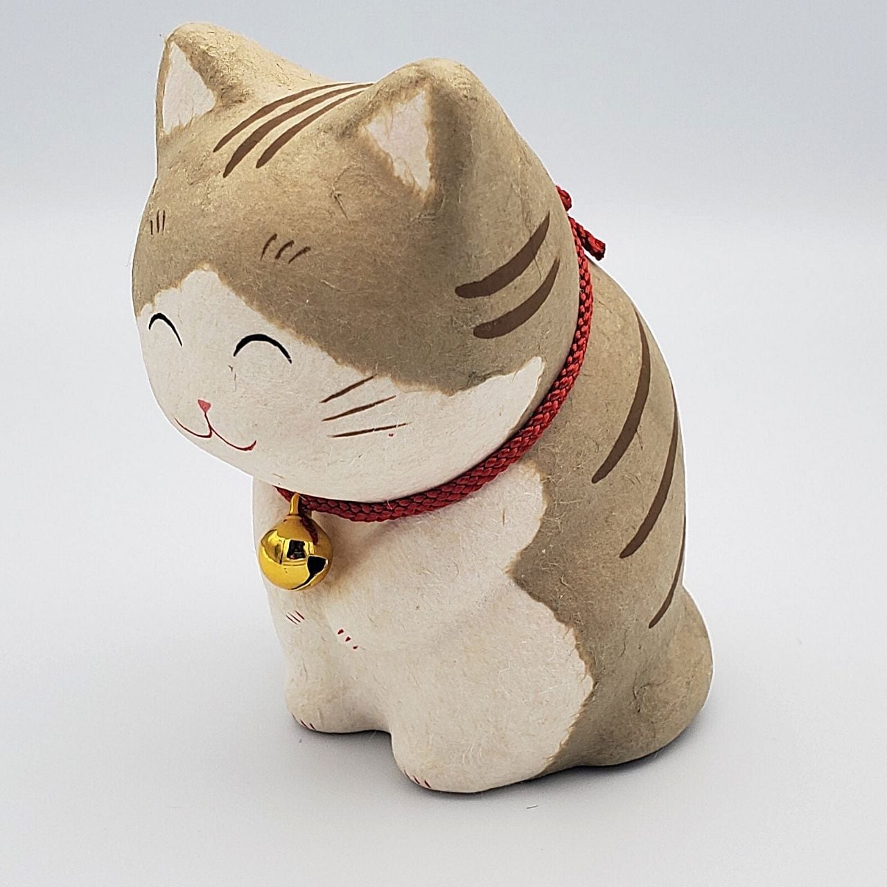 ちぎり和紙のほっこりおじぎ猫(グレー)