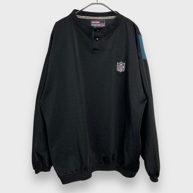 90s NFL オフィシャル ヘンリーネックスウェット アメフト ブラック XL