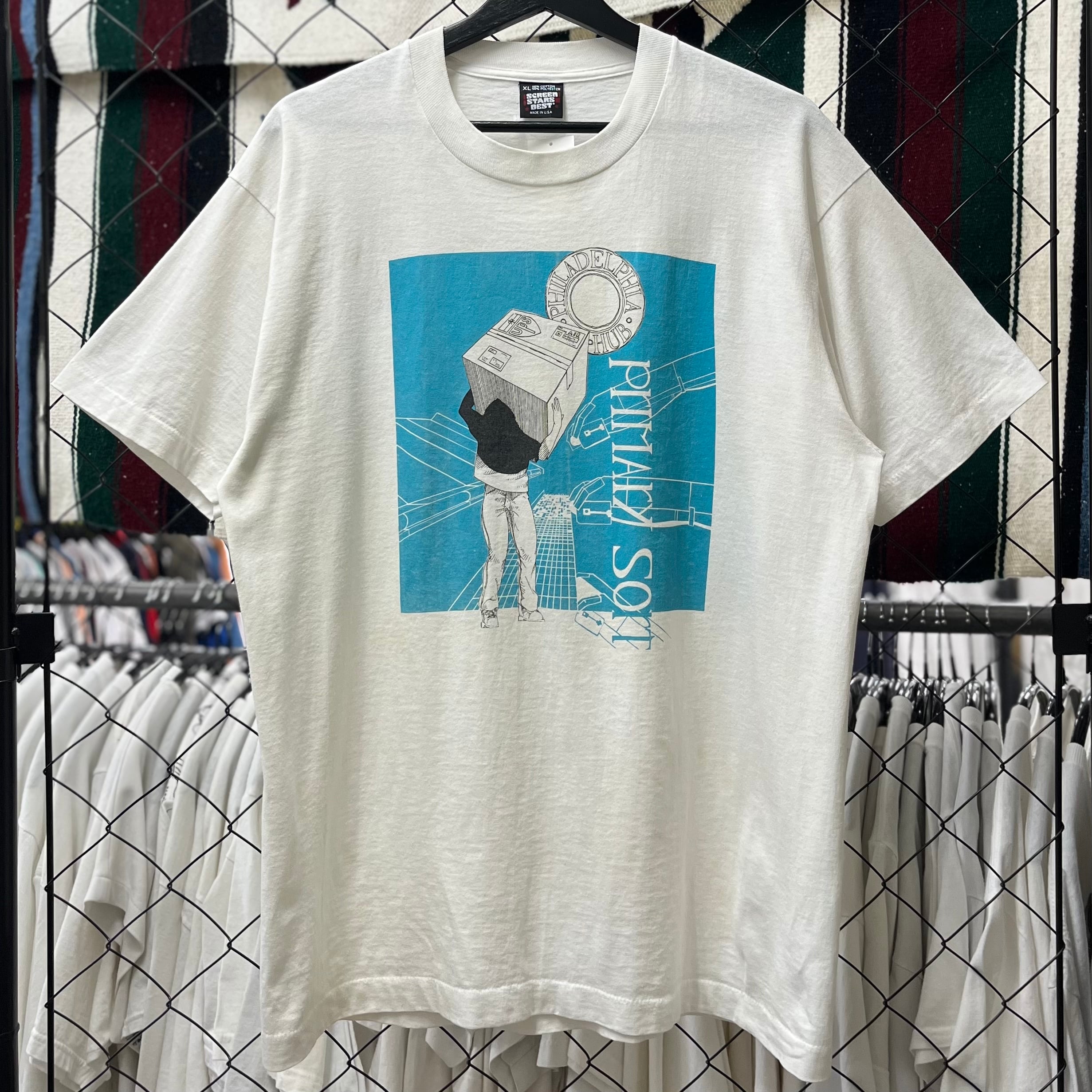 90s USA製 デザイン系 半袖Tシャツ シングルステッチ プリント XL 古着 ...