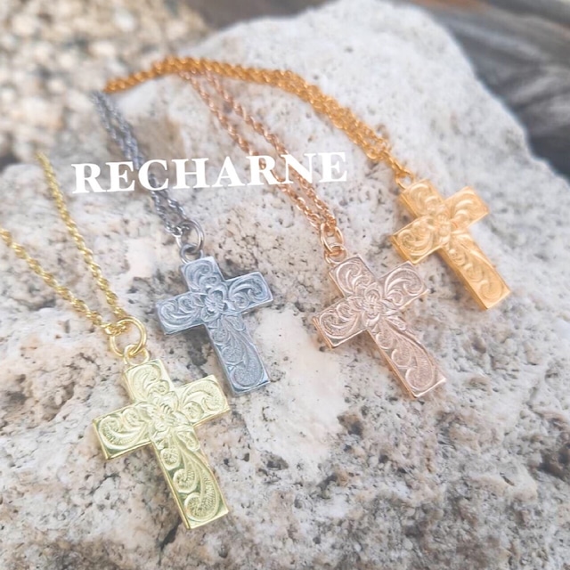 Hawaii an flat cross necklace シルバーカラー