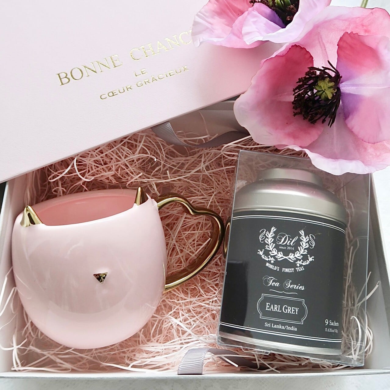 Gift ネコちゃんマグカップ 紅茶セット Bonne Chance