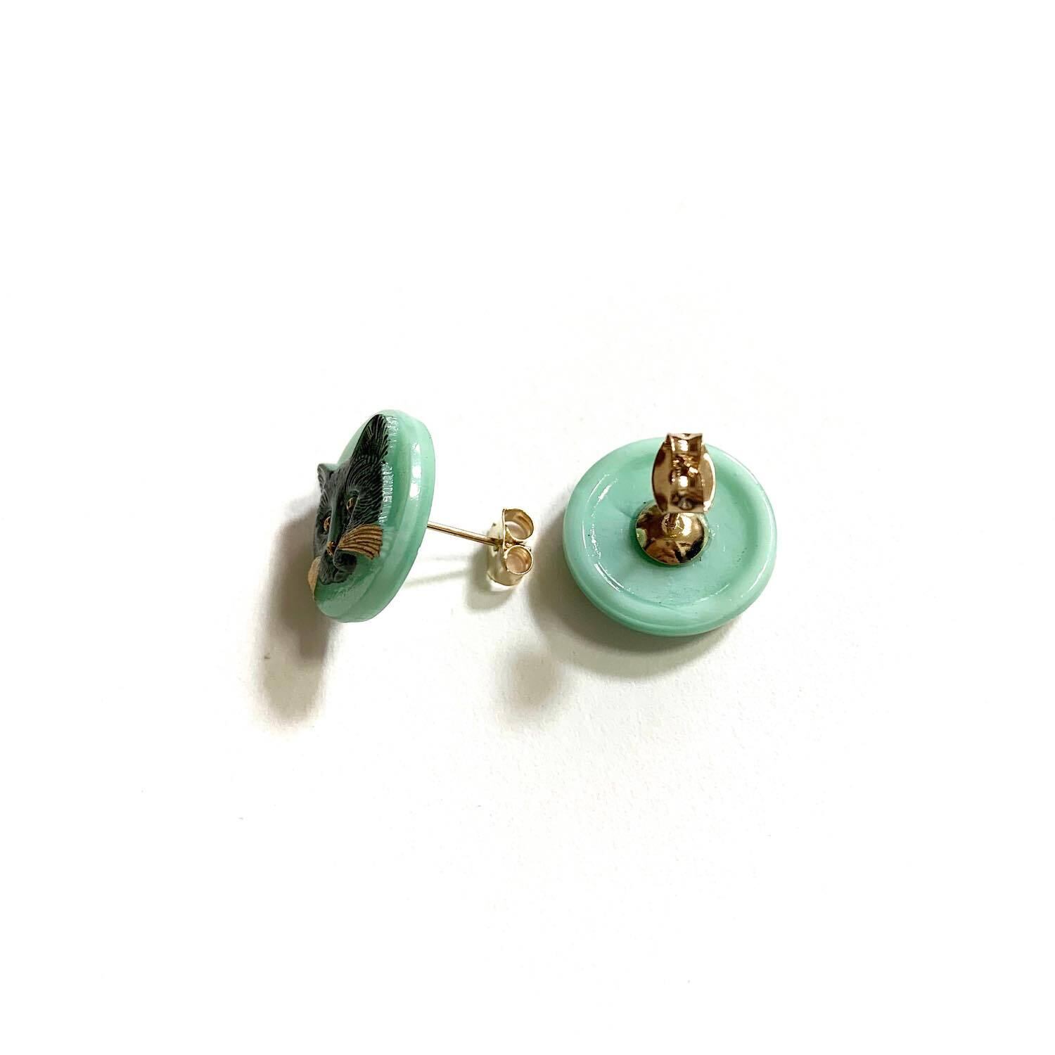 チェコ猫ボタンの〈ピアス/イヤリング〉 | Dua-アクセサリーパーツショップ