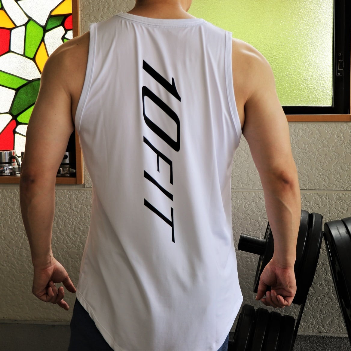 10FIT TE-18 タンクトップ ストレッチ トレーニング 筋トレ 白 TANKTOP