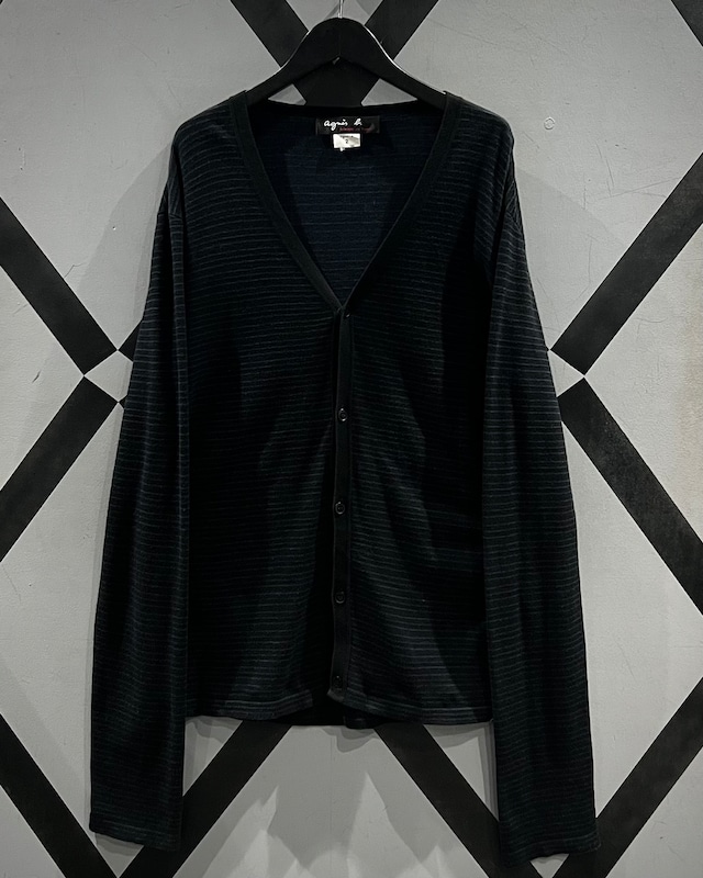 【X VINTAGE】“agnès b.” Horizontal Stripe Cotton Knit Cardigan
