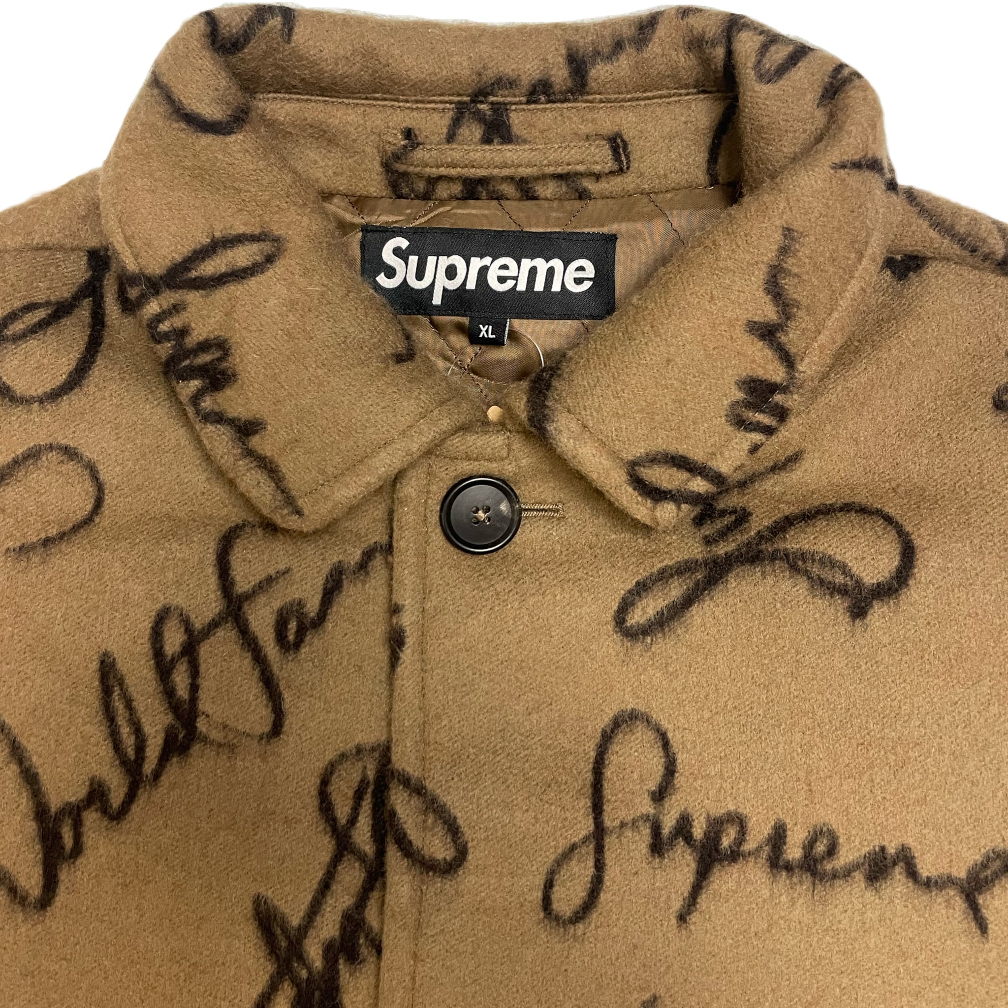 Supreme Script Logos Wool Overcoat M