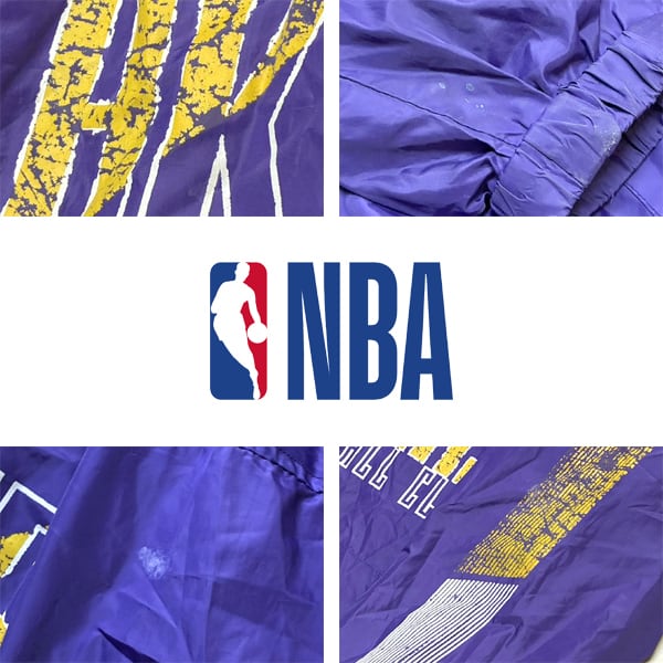 1点物◇レイカーズNBAプルオーバー紫ナイロンジャケット古着メンズXL