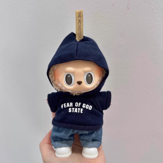 【パーカー+デニムセット】ラブブ ストラップ付き 17cm ドール服 パーカー&デニムセット 着せ替え