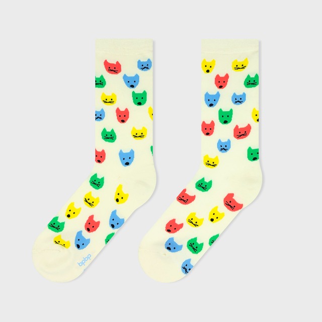 【JIN KITAMURA】北村人 SOCKS MIZUTAMA INUNEKO ソックス 水玉犬猫