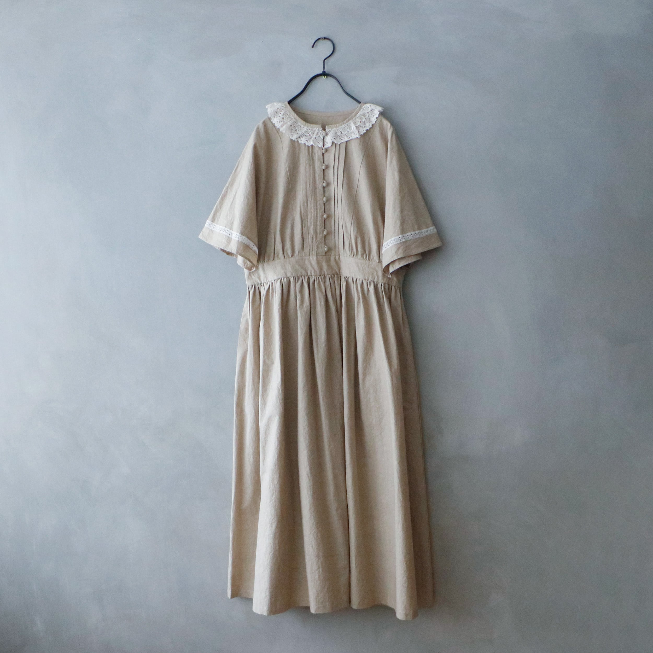コットンリネン・ファナージュ・クラシックワンピース／モカ ”セール