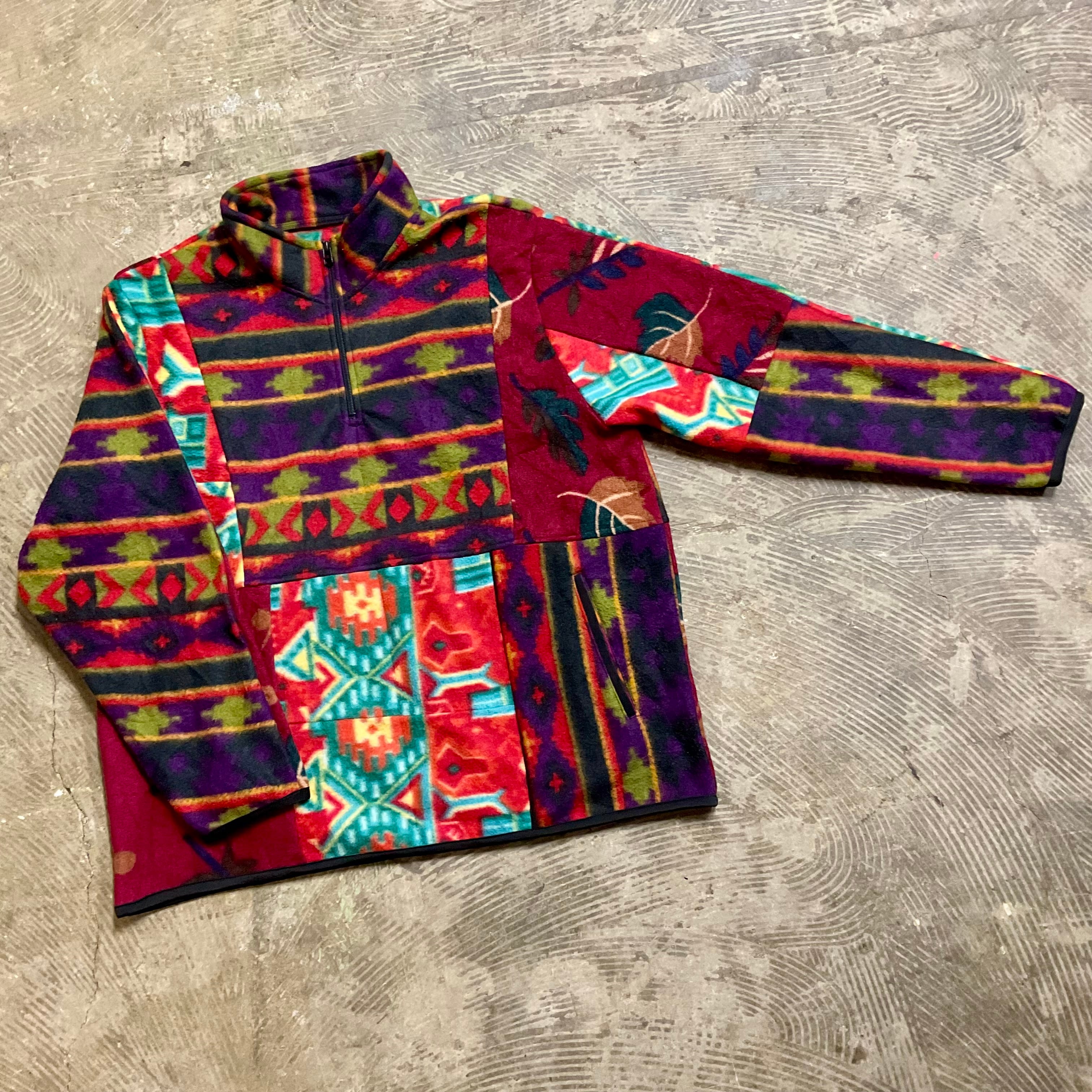 Mr.Remakeman】 Half Zip Fleece カラー：レッドミックス パターン：B