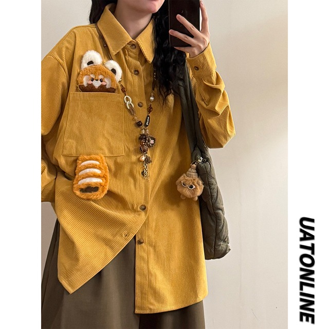 【UATONLINEシリーズ】★シャツ★ 2color トップス 長袖 ユニセックス メンズ レッサーパンダ