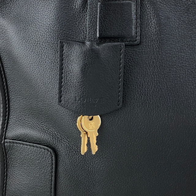 LOEWE ロエベ ハンドバッグ ブラック アナグラム レザー アマソナ ミニボストン vintage ヴィンテージ オールド 8itnhz